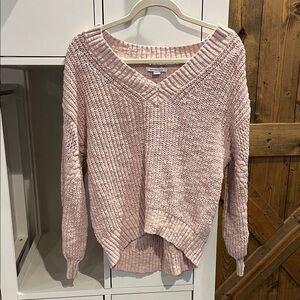 American Eagle Outfitters Oversized Light Pink V-Neck Sweater